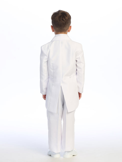 Big Boys White Peak Collar Round Split Tail Elegant 5 Pc Tuxedo Suit 8-20